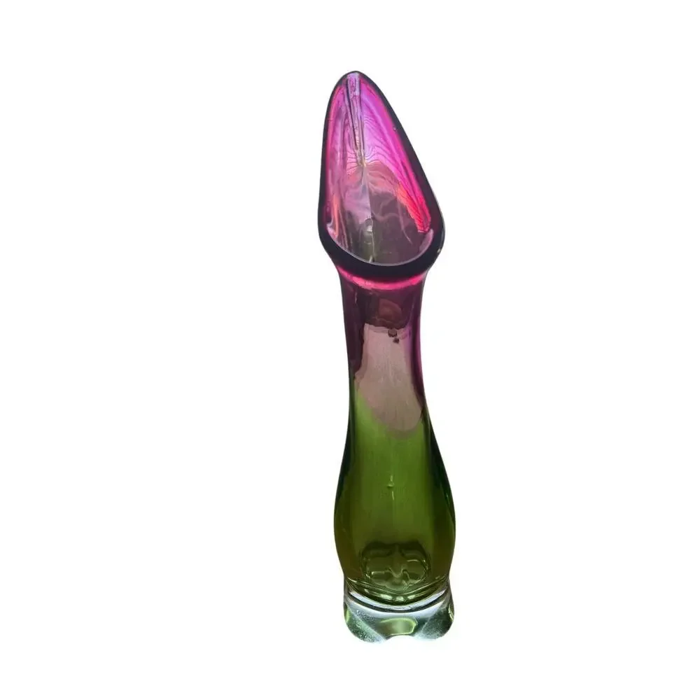 Vintage Murano Pink to Green Italian Vase
